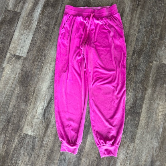 Victoria's Secret Velour Tracksuit Zip Hoodie & Jogger Set Hot Pink Sz Medium - Picture 8 of 15
